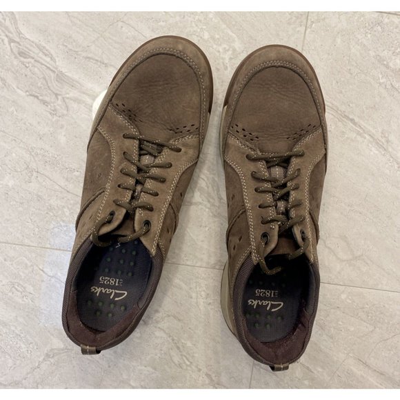 CLARKS Mens Shoes Size US 10 UK 9 EU 43 Brown Leather & Suede Sneakers Ortholite - Picture 13 of 16